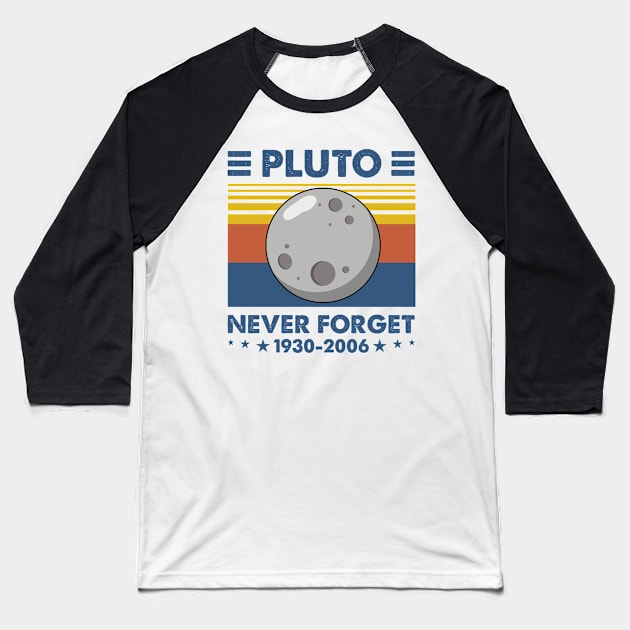 Never Forget Pluto Shirt. Retro Style Funny Space, Science T-Shirt Baseball T-Shirt by kimmygoderteart